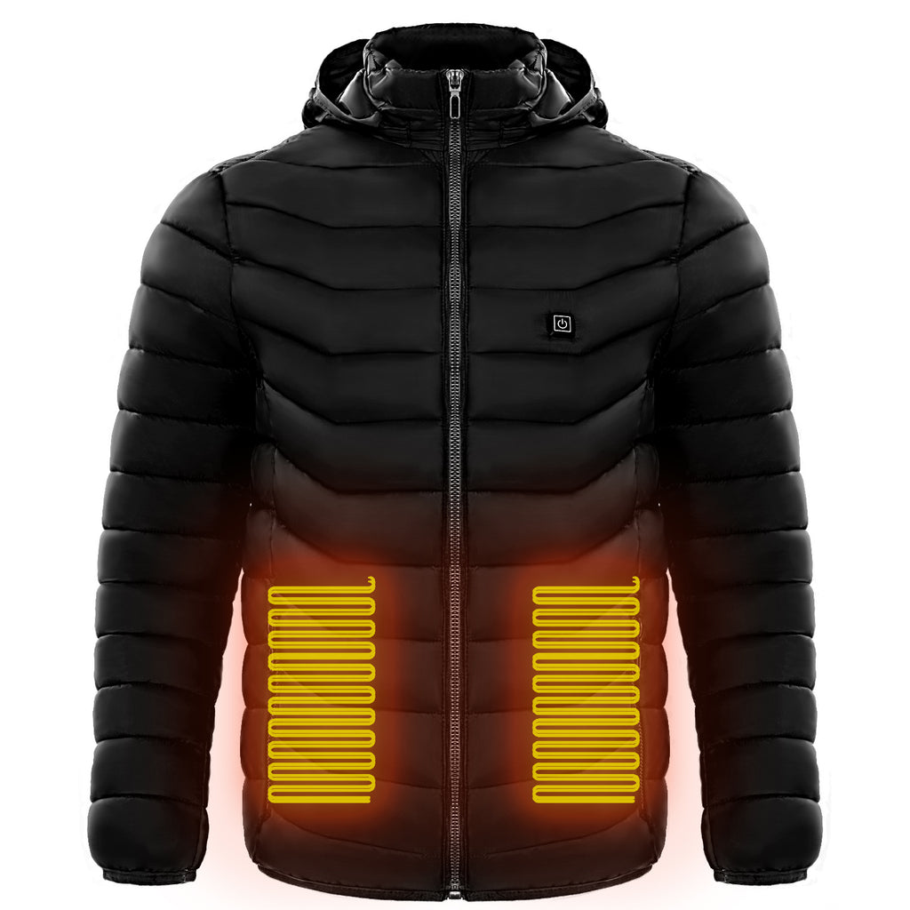 Men Heated Puffer Jacket Electric Heating Coat Insulated Hood Windbreaker